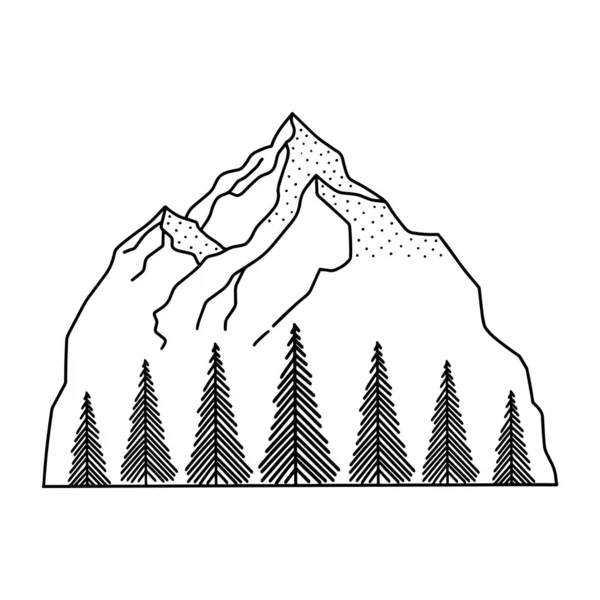 一个山峰的手绘图像 雕刻风格 — 图库矢量图片