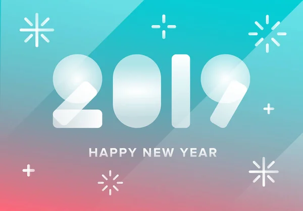 Feliz Año Nuevo 2019 Texto Decorado Fondo Estilo Movimiento Salpicado — Vector de stock