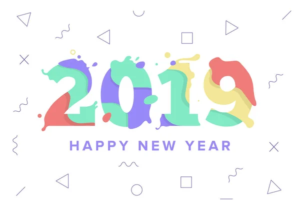 Feliz Año Nuevo Tarjeta Felicitación Celebración Decorativa Para Año Nuevo — Vector de stock