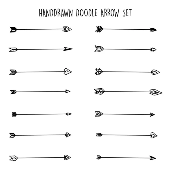Illustration Grunge Sketch Aquarelle Main Doodle Vector Arrow Set Eps — Image vectorielle