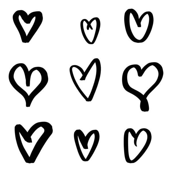 Çizilmiş Kalpler Beyaz Arka Plan Üzerinde Izole Grafik Tasarımınız Için — Stok Vektör