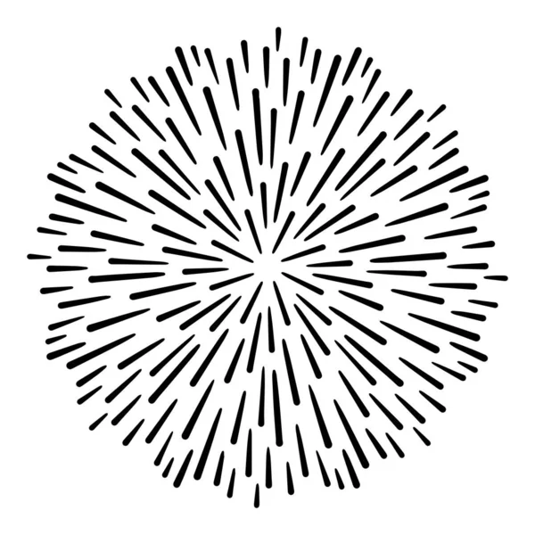 Vintage Sunburst Exploze Handdrawn Design Element Fireworks Černé Paprsky — Stockový vektor