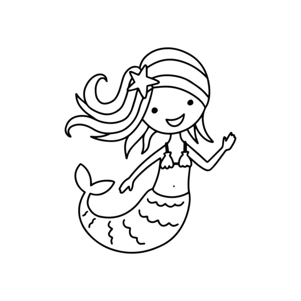 Vector Illustration Cute Mermaid — Stock Vector