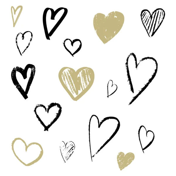 Set Nine Hand Drawn Heart Handdrawn Rough Marker Hearts Vector — Stock Vector
