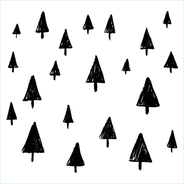 手写的圣诞树图案 适用于贺卡 包裹和海报 — 图库矢量图片