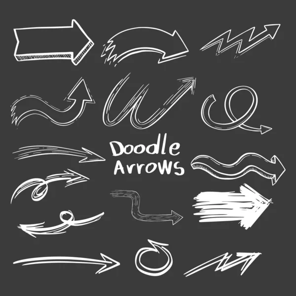 Illustration Grunge Sketch Aquarelle Main Doodle Vector Arrow Set Collection — Image vectorielle
