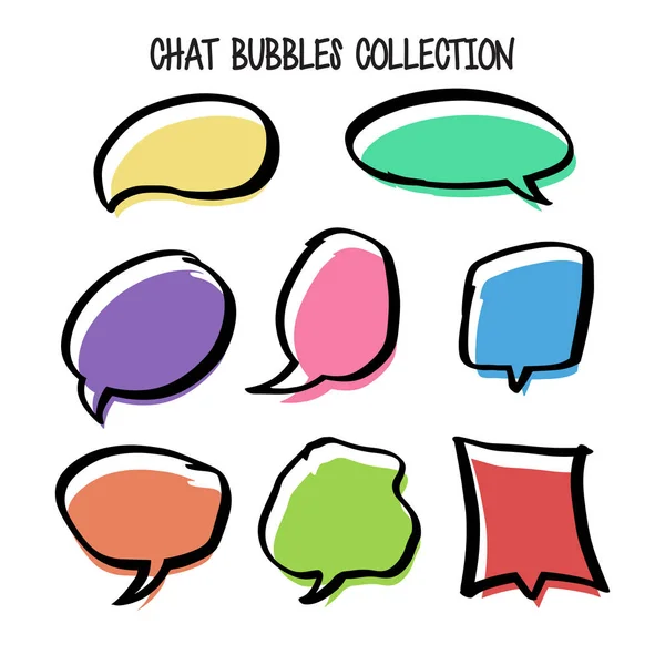 手の描画バブルのセットスピーチトークシンプルなコミュニケーションバブル — ストックベクタ