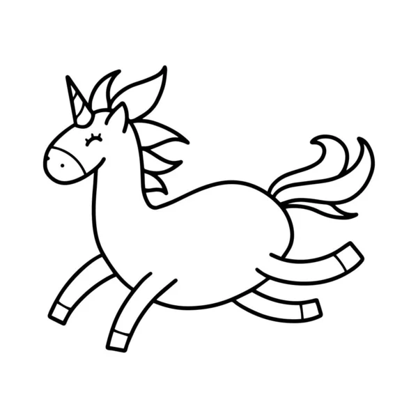 Vektoros Illusztráció Aranyos Unicorn Doodle Rajzfilm Stílusú — Stock Vector