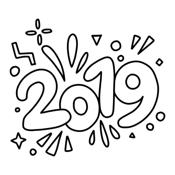 2019 Feliz Ano Novo Texto Decorado Fundo Estilo Movimento Splashy —  Vetores de Stock