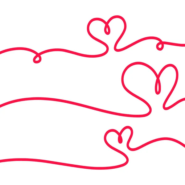 Набор Сердец Нарисованных Линией Изолированных Заднем Плане Использоваться Поздравительных Открыток — стоковый вектор