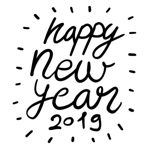 Happy New Year Drawn Lettering — Stock Vector