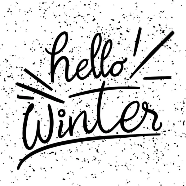 Hello Winter Decorative Greeting Card Lettering — Stock Vector