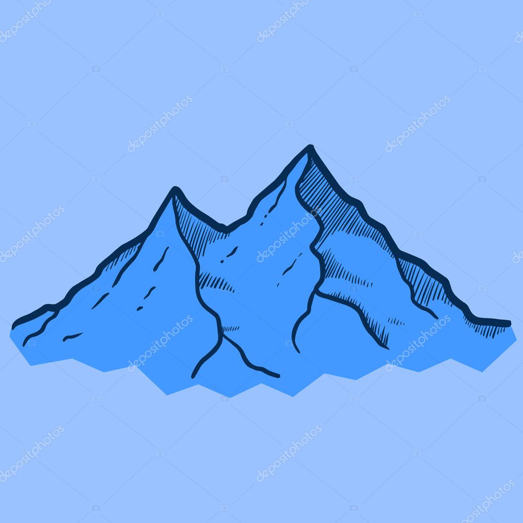 Hand drawn image of a mountain peak, engraving style - Vector Illustration EPS