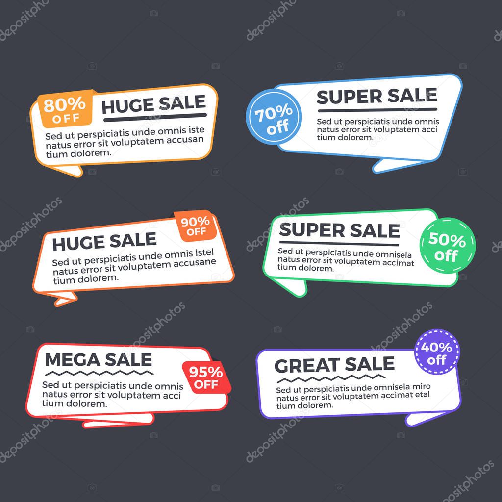 Sale Discount Banner. Discount offer price tag. Special offer sale label. Vector Modern Sticker Illustration