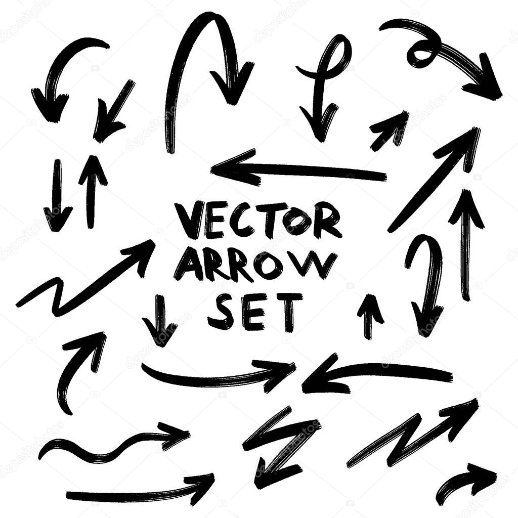 Illustration of Grunge Sketch Handmade Watercolor Doodle Vector Arrow Set 
