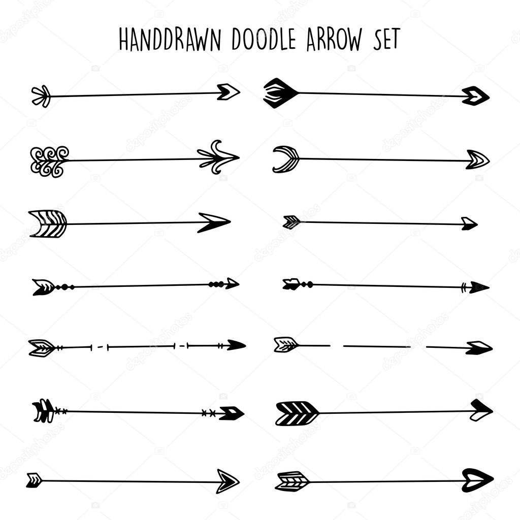 Illustration of Grunge Sketch Handmade Watercolor Doodle Vector Arrow Set EPS