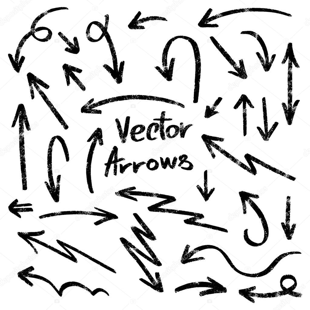 Illustration of Grunge Sketch Handmade Watercolor Doodle Vector Arrow Set 