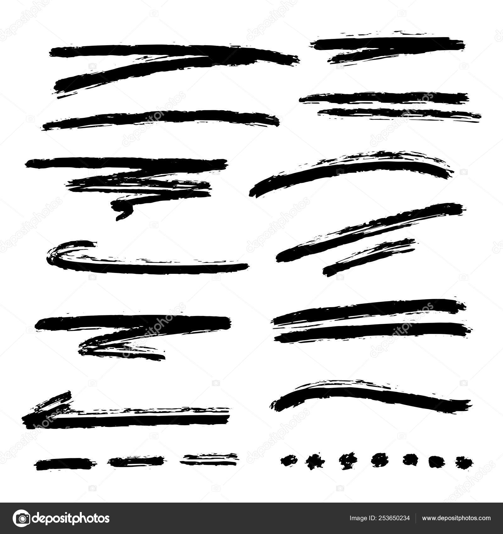 Handmade Collection Set Underline Strokes Marker Brush Doodle Style Various  Stock Vector by ©juzticecreative 253650234