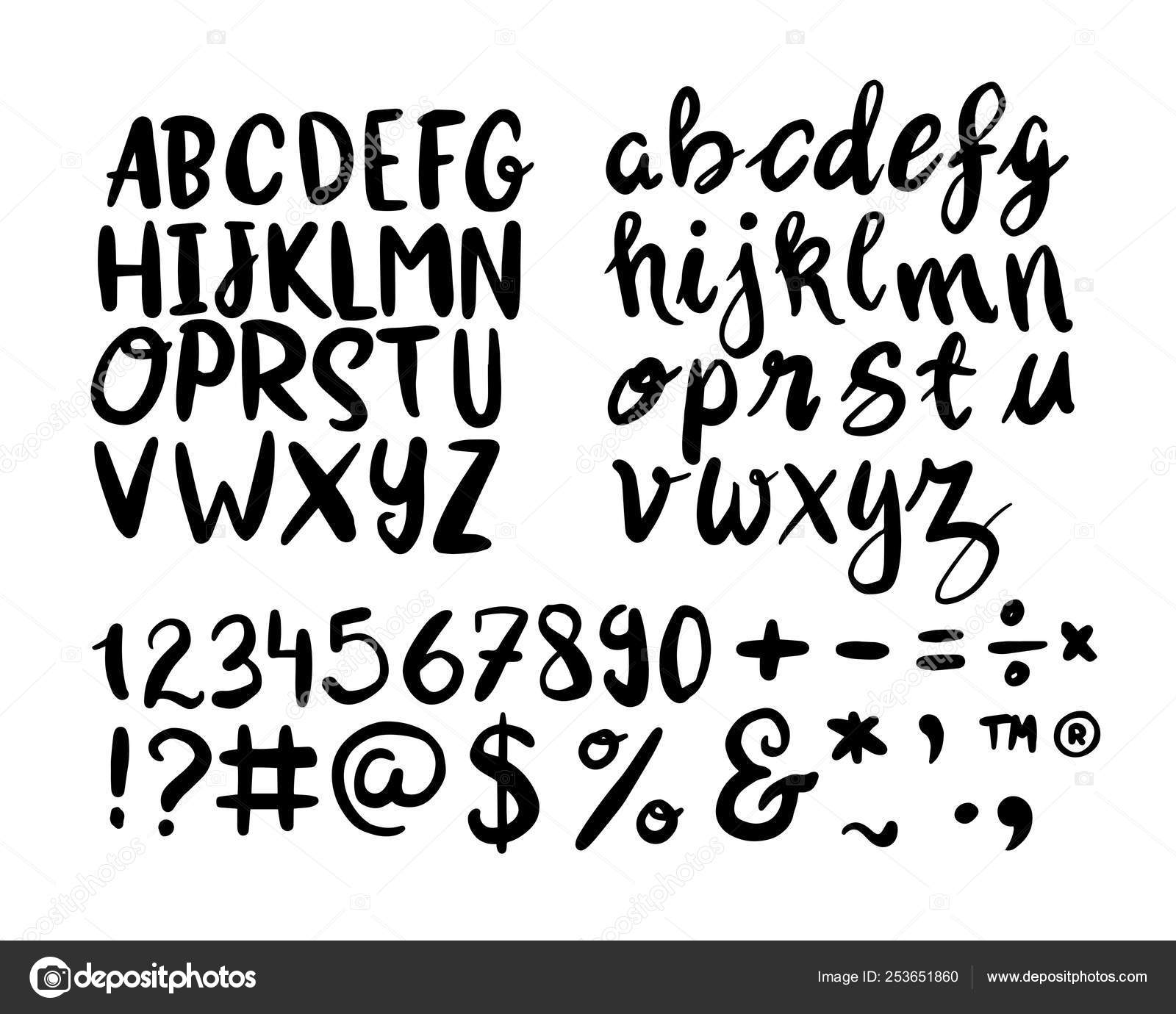Modern Calligraphy Lowercase Alphabet Handdrawn Abc Lettering Line
