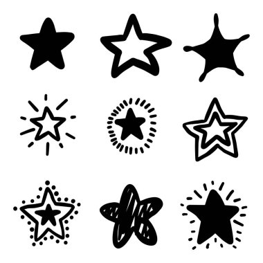 Modern geometrik yıldız deseni. Elle çizilmiş vektör yıldız desen arka plan 