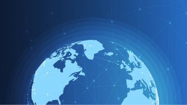 Blockchain Fütüristik teknoloji hud ui arka plan dünya dünya ve blockchain çokgen ile 