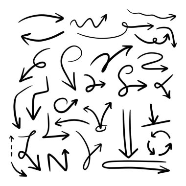 Grunge Sketch el yapımı suluboya Doodle vector ok set EPS Illustration