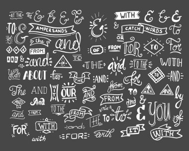 Beyaz arka planda izole el lettered işaretleri ve sloganların koleksiyonu. Düğün davetiyeleri için büyük vektör tasarım seti, tarih kartları ve tasarım diğer sabit türü kaydetmek