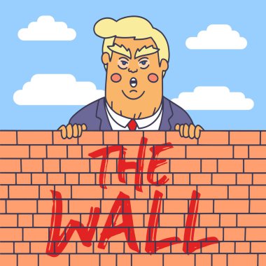 Washington Dc, bize - Şubat 2019: Cumhurbaşkanı Donald Trump vektör çizim karikatür portre