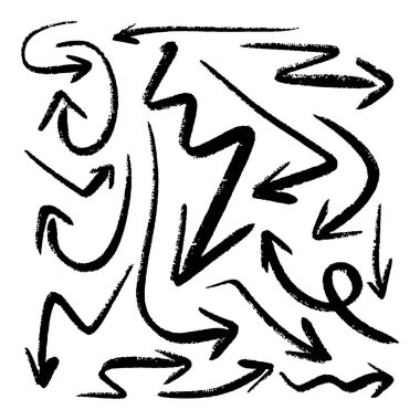 Grunge Sketch el yapımı suluboya Doodle vector ok set EPS Illustration