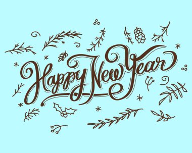 Happy New Year Dekoratif Kutlama tebrik kartı yeni yıl için