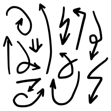 Vektör okları fırçalar ve işaretçileri olan yapılan Doodle tarzı handdrawn kümesi