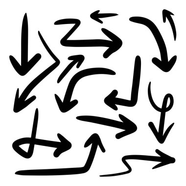 Grunge Sketch el yapımı suluboya Doodle vector ok set EPS Illustration