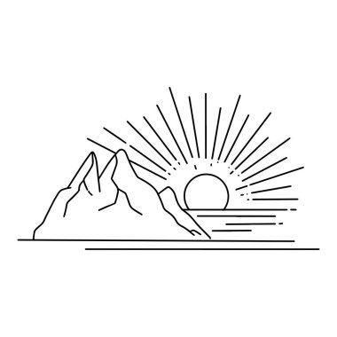 Bir dağ zirvesinde el çizilmiş görüntü, oyma tarzı-vektör Illustration EPS 