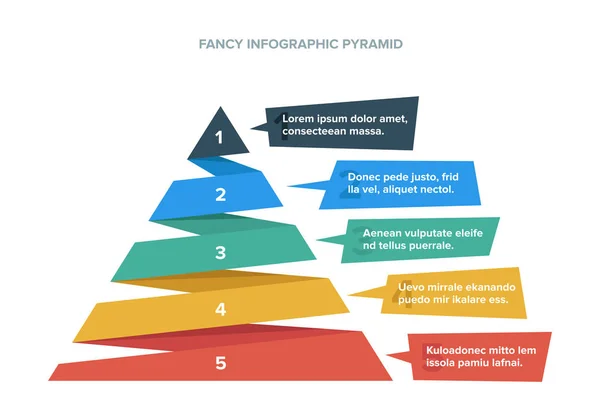 Renkli Hiyerarşi Piramit Infographic Renkli ve yanındaki açıklama ile Adımlar ile Simgeler İş Modern ve Fantezi