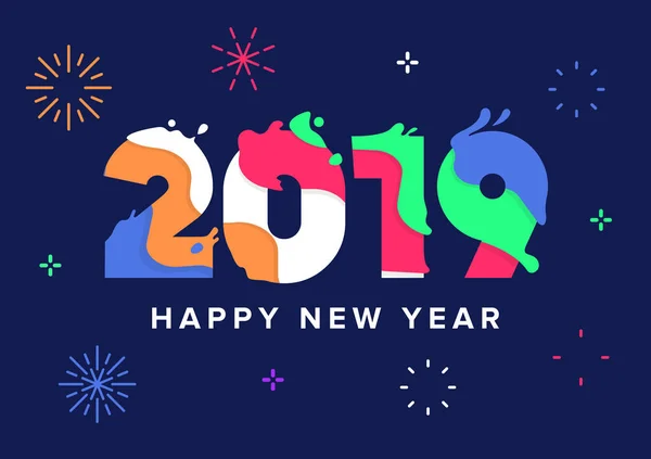 Feliz Ano Novo Decorativo Cartão Saudação Celebração Para Ano Novo —  Vetores de Stock
