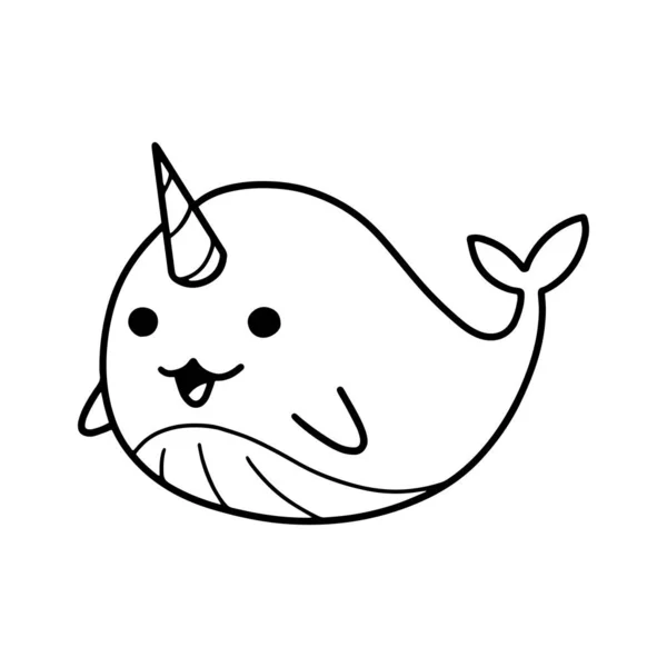 Ilustración Vectorial Ballena Linda Uniballena — Vector de stock