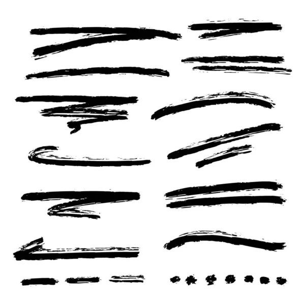 Handmade Collection Set Underline Strokes Marker Brush Doodle Style Various — Stock Vector