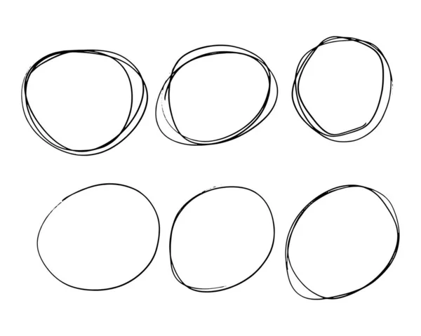 손으로 스케치 세트의 스크리블 메시지 디자인 요소에 동그라미 형광펜 줄임표 — 스톡 벡터