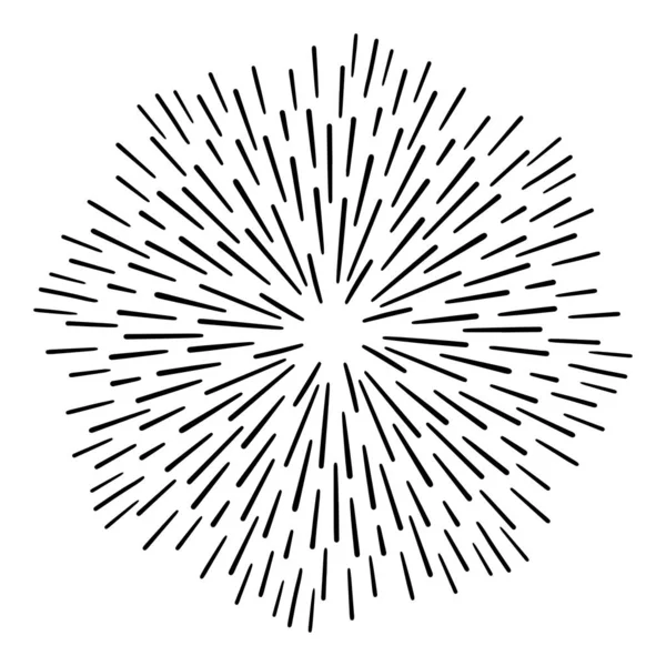 Vintage Sunburst Exploze Handdrawn Design Element Fireworks Černé Paprsky — Stockový vektor