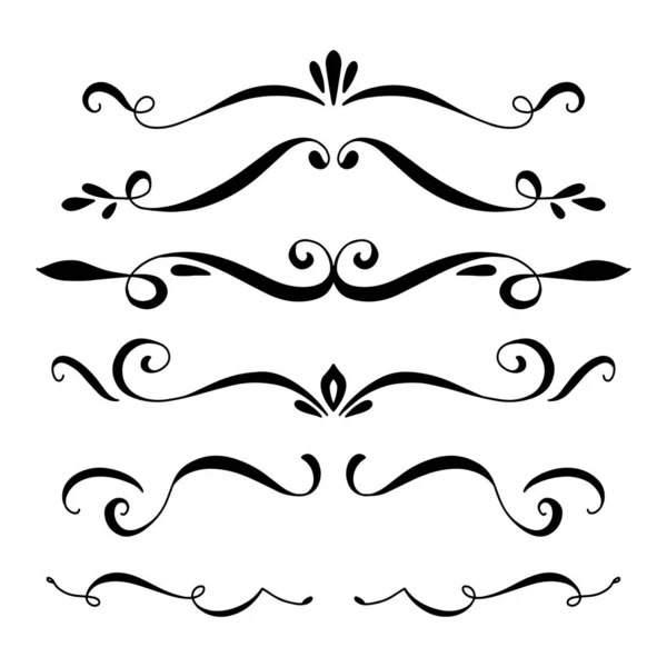 Handdrawn girdaplar ve eğriler koleksiyonu. Düğün kartları için süs eşyaları tasarım elemanı, davetiyeler, tarih kartları, restoran için el ilanları kaydetmek