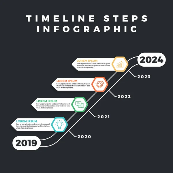 Инфографическая Хронология Роста Бизнес Шагов Годы Цифры Иконки Информация Баннере — стоковый вектор