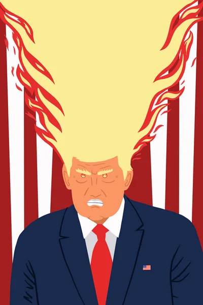 Washington Febrero 2019 Presidente Donald Trump Vector Ilustración Caricatura Retrato — Vector de stock