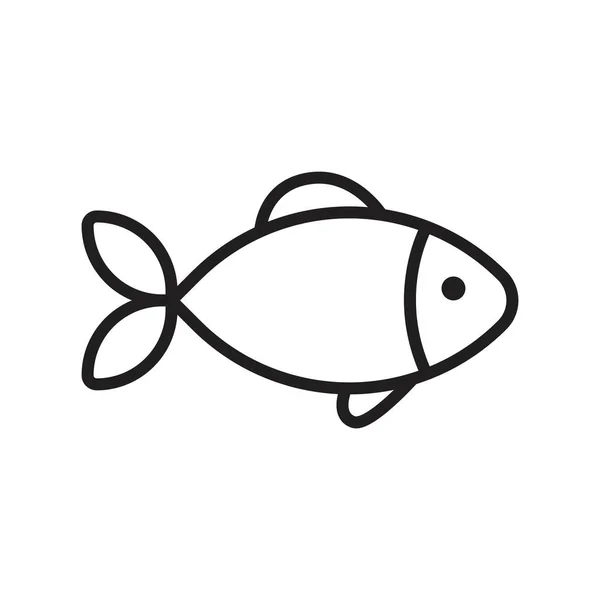 Icône Vectorielle Noire Blanche Poisson — Image vectorielle