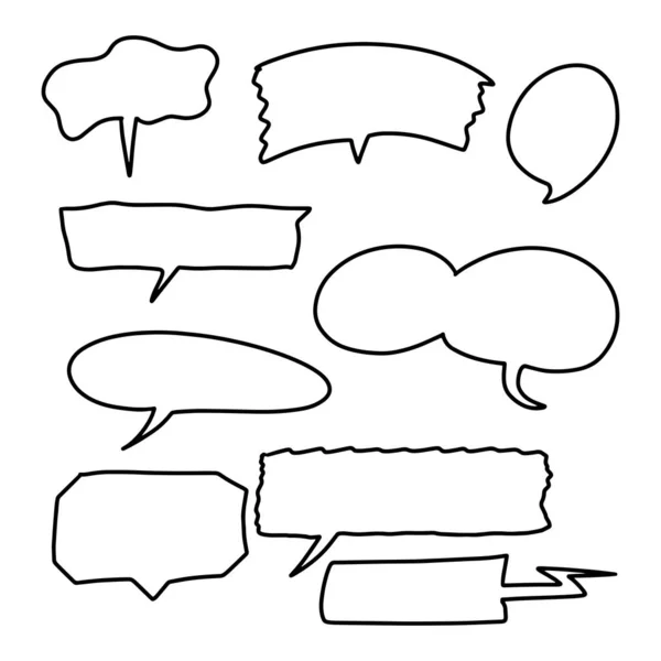 Conjunto Mano Dibujo Burbuja Discurso Hablar Simple Comunicación Burbuja — Vector de stock