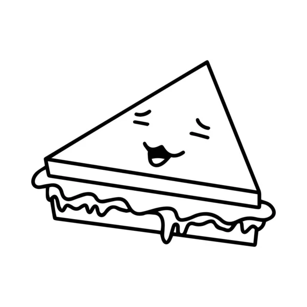 Ілюстрований Бутерброд Посмішкою Швидка Їжа Джунглі Їжа Вулична Їжа Милими — стоковий вектор