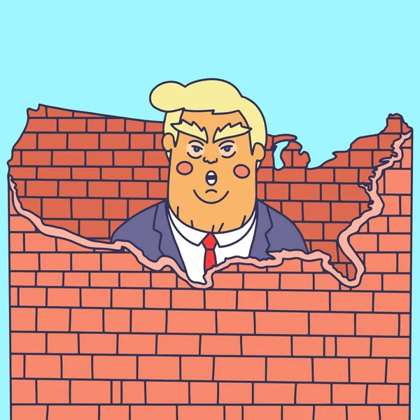 Washington Bize Şubat 2019 Cumhurbaşkanı Donald Trump Vektör Çizim Karikatür — Stok Vektör