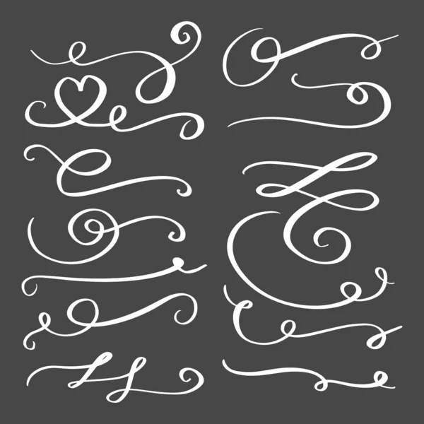 Handmade Collection Set Underline Strokes Marker Brush Doodle Style Various — Stock Vector