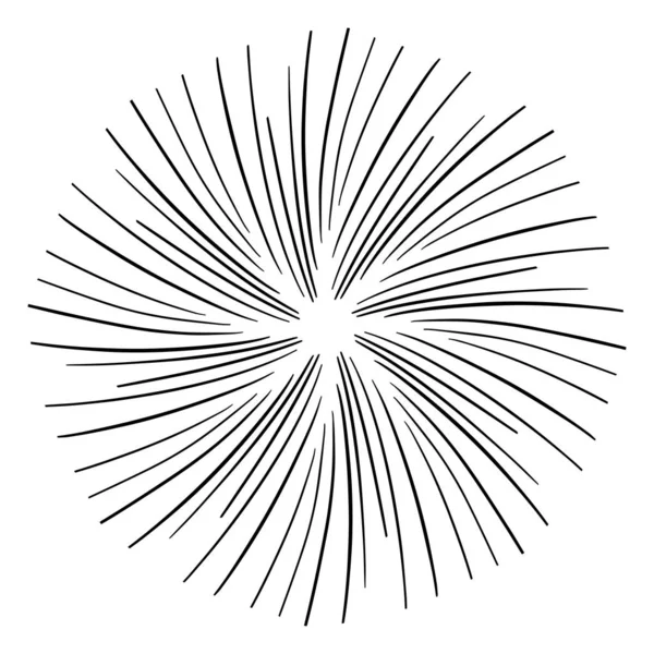 Vintage Sunburst Exploze Handdrawn Design Element Fireworks Černé Paprsky — Stockový vektor