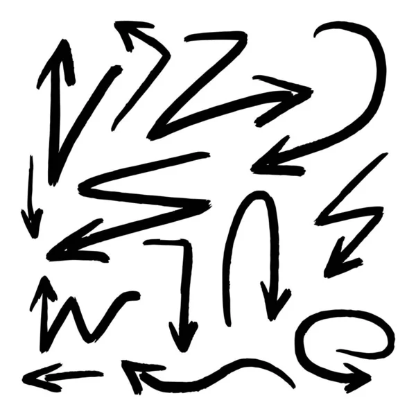 Ilustracja Grunge Szkic Ręcznie Wykonane Akwarela Doodle Wektor Strzałka Zestaw — Wektor stockowy
