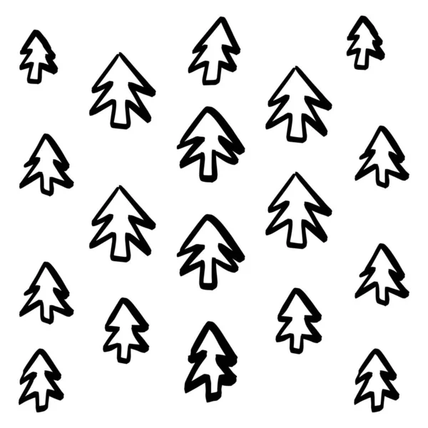 Patrón Árbol Navidad Dibujado Mano Ideal Para Tarjetas Felicitación Envolturas — Archivo Imágenes Vectoriales